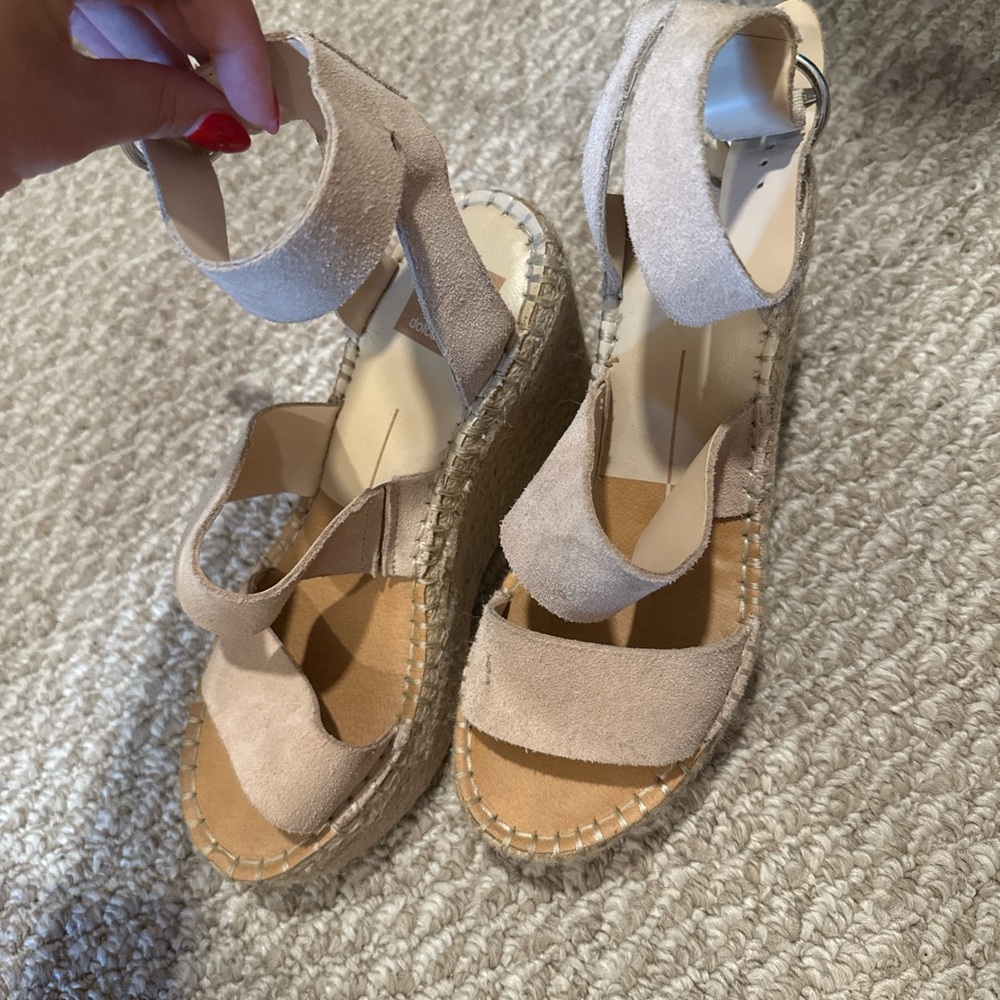 Dolce Vita Cream Espadrille Wedges with Ankle Strap